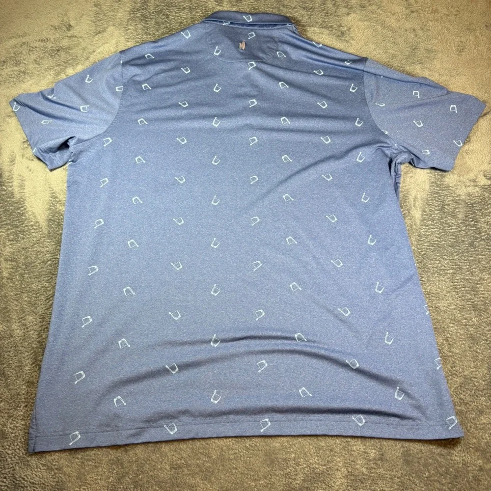 Johnnie-O Mens XL Blue Performance‎ Golf Polo Shirt Cocktail Print Hawks Nest